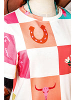 Ashleigh- Western Fashion Checker Crewneck