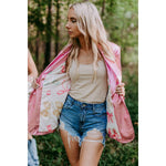 Pink Metallic Faux Leather Blazer