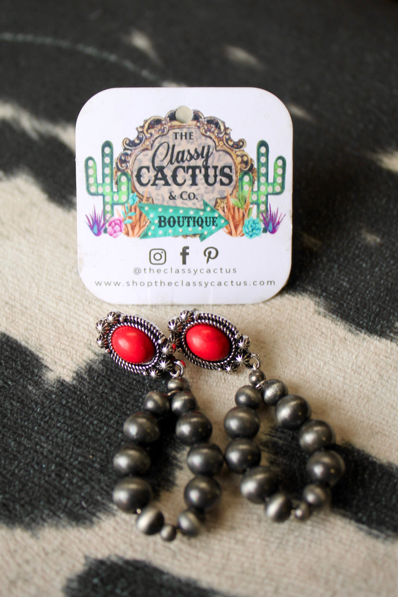 Vintage Concho Earring with Faux Navajo Pearl hoop
