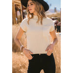 Patch Pocket Rib Short Sleeve Sweater