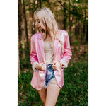 Pink Metallic Faux Leather Blazer