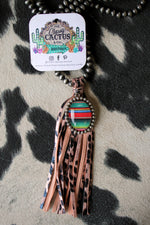 Long Faux Navajo Pearl Necklace w/Tassels