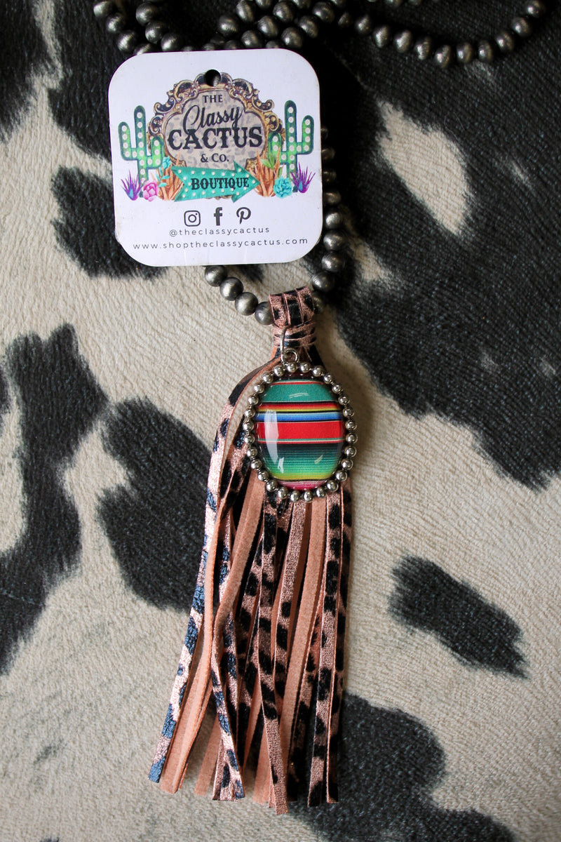 Long Faux Navajo Pearl Necklace w/Tassels