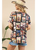 Black Vintage Western Print T