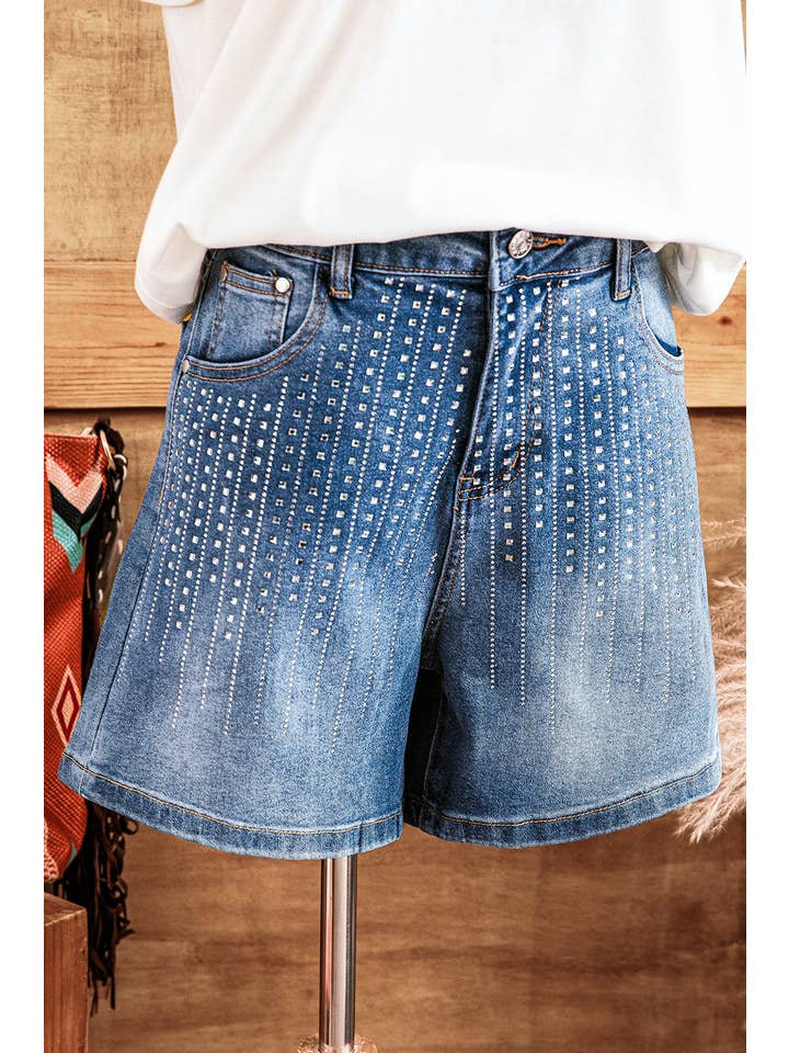 Western Rhinestone Embellished Shorts