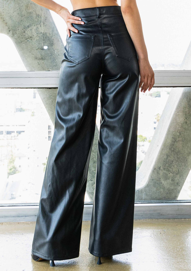 Vibrant Pleather Wide Leg Pants