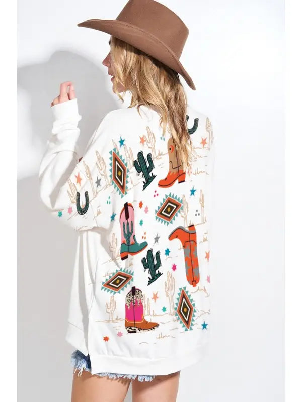 Boot Scootin Print Long Sleeve