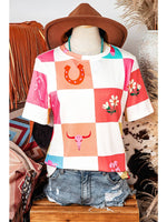 Ashleigh- Western Fashion Checker Crewneck