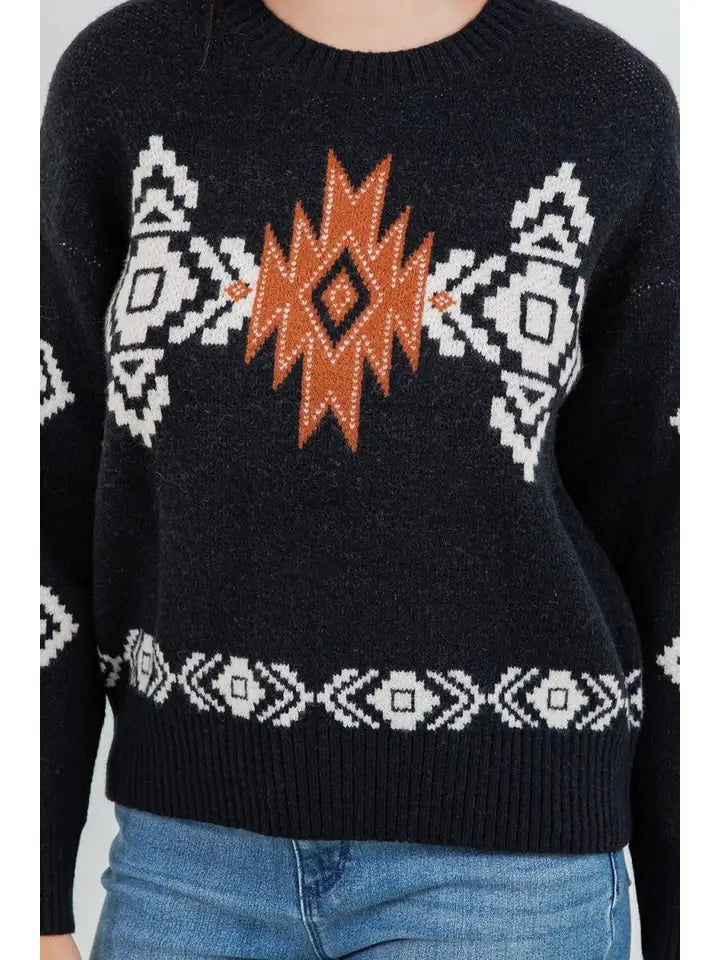 Southwestern Jacquard Knit Sweater
