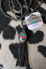 Long Faux Navajo Pearl Necklace w/Tassels