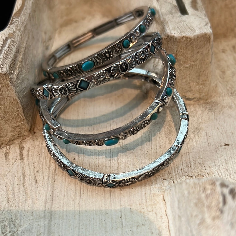 Faux Silver Stretch Bracelets