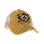 Distressed Aztec High Pony Ball Cap