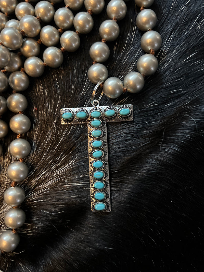 Turquoise Initial Necklaces