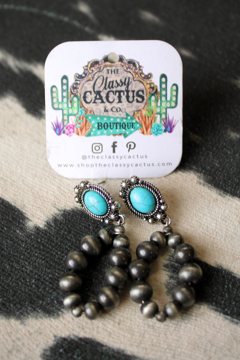 Vintage Concho Earring with Faux Navajo Pearl hoop
