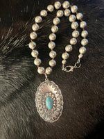 Oval Concho with Turquoise center