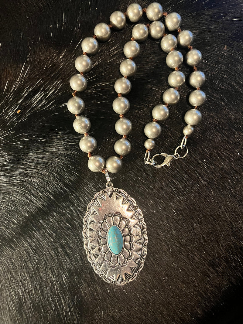 Oval Concho with Turquoise center