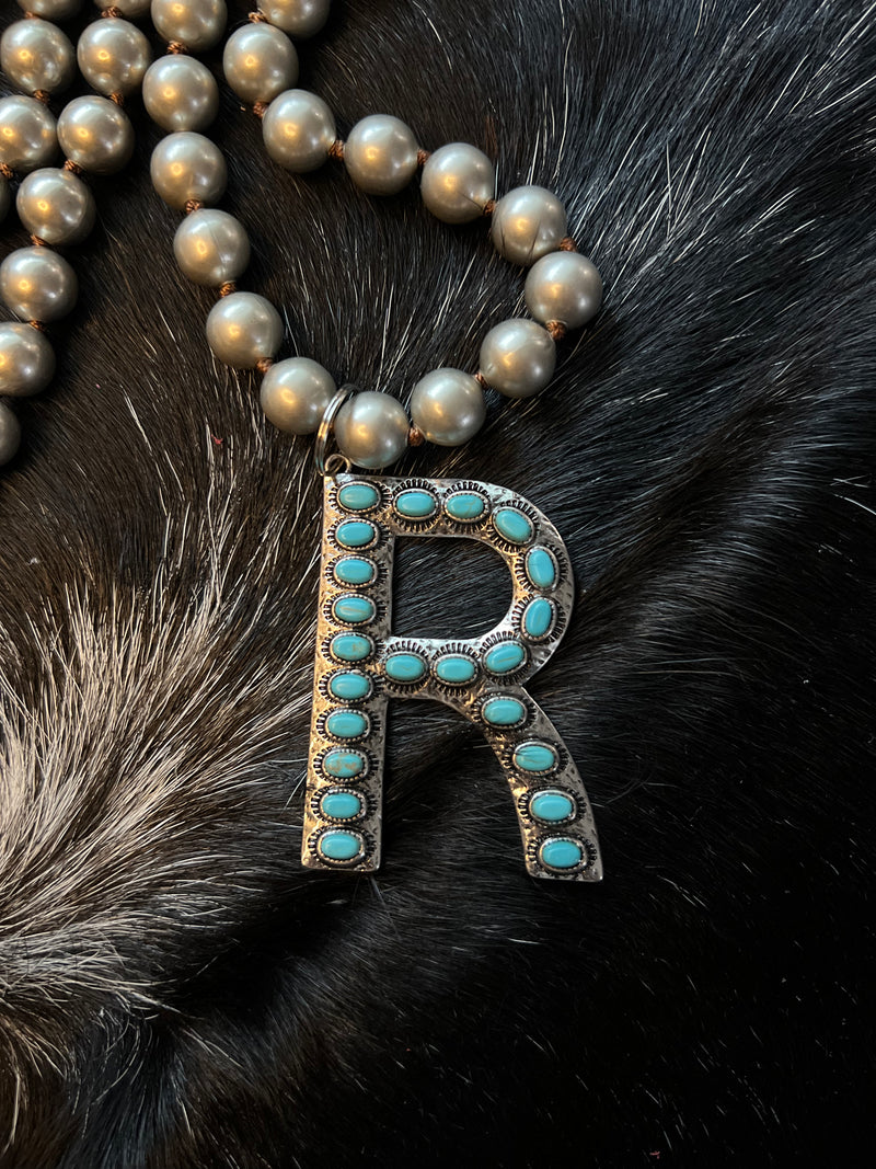 Turquoise Initial Necklaces