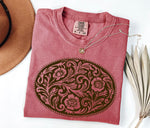 Leather Scroll Buckle Print