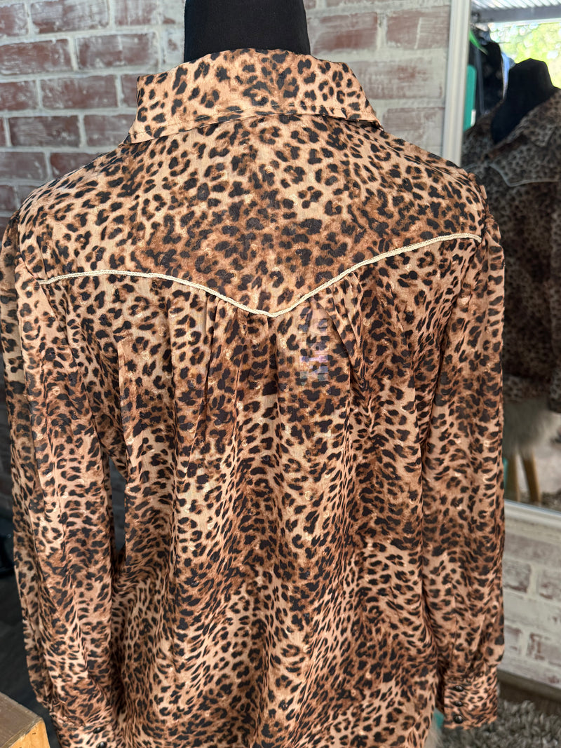 Western Wild Leopard Blouse