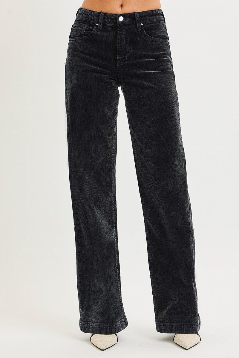 Midnight High Rise Wide Leg Corduroy Pants