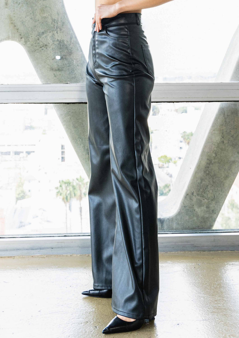 Vibrant Pleather Wide Leg Pants