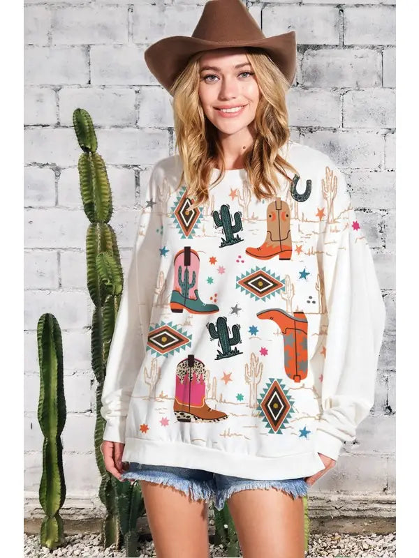 Boot Scootin Print Long Sleeve