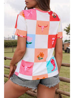 Ashleigh- Western Fashion Checker Crewneck