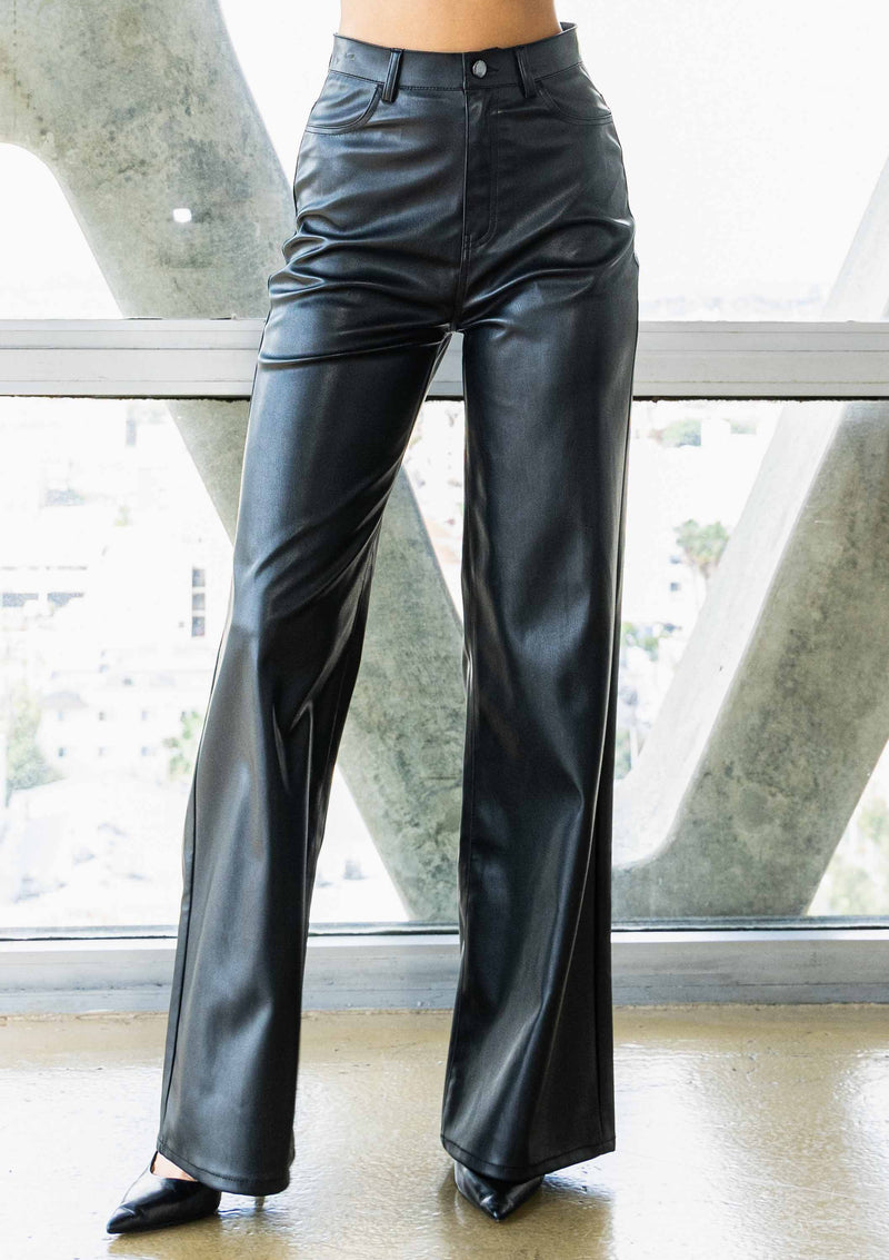 Vibrant Pleather Wide Leg Pants