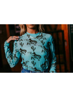 Printed Cactus & Cowboys Long sleeve Mesh