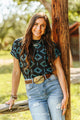 The Black Turquoise Aztec Top
