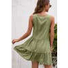 Crochet Lace Neckline Sleeveless Dress