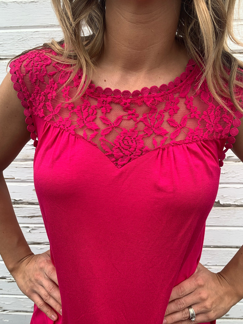 Lace Trim Tunic (Pink)