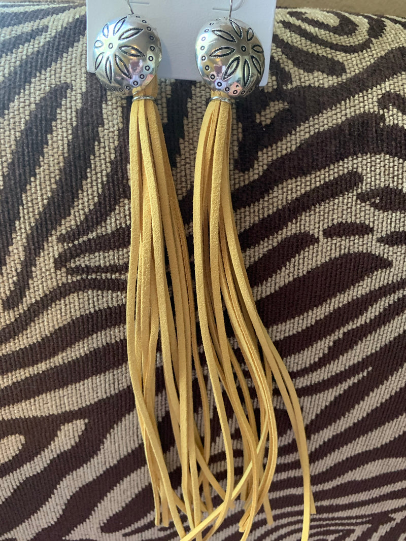 Concho Leather Tassle Earrings