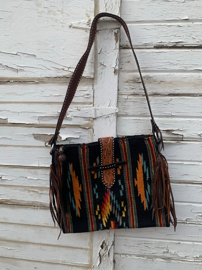 Black Blanket Buckstitch Tote