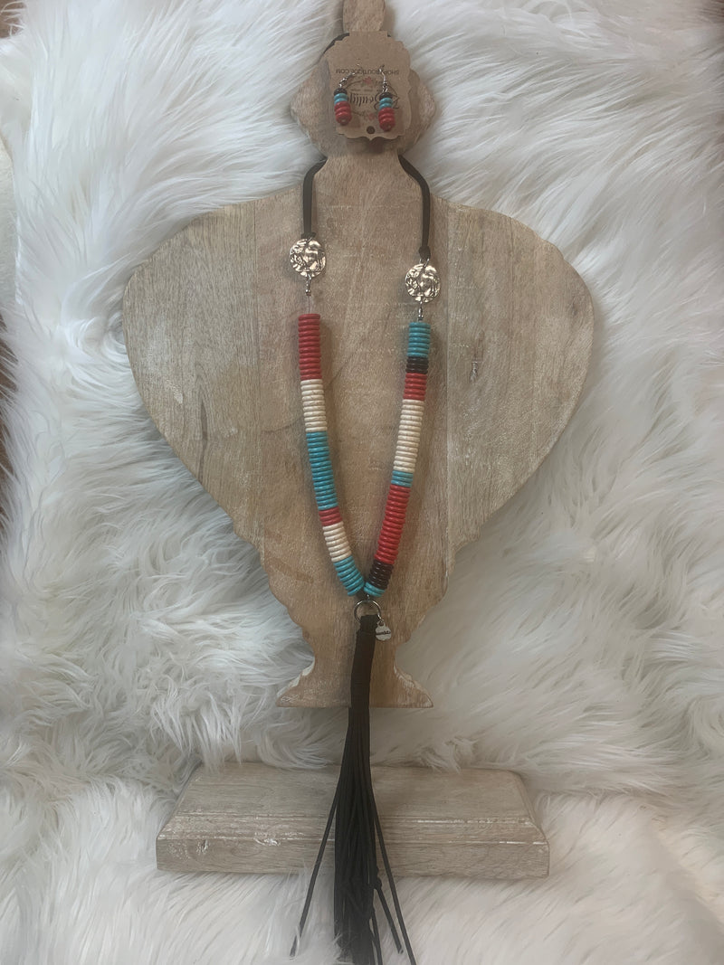 Red, White, Blue Buffalo Necklace Set