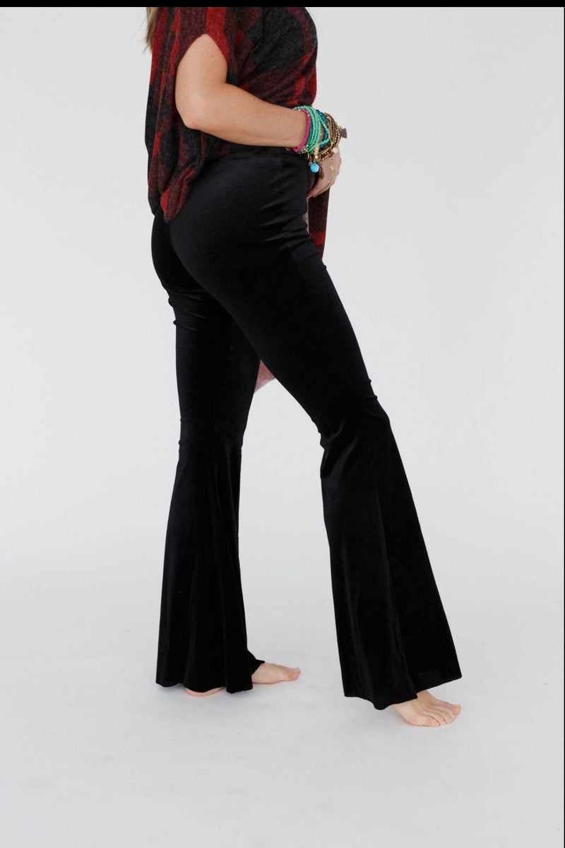 Three Bird Nest - Cher Velvet Flare Pants - Burgundy