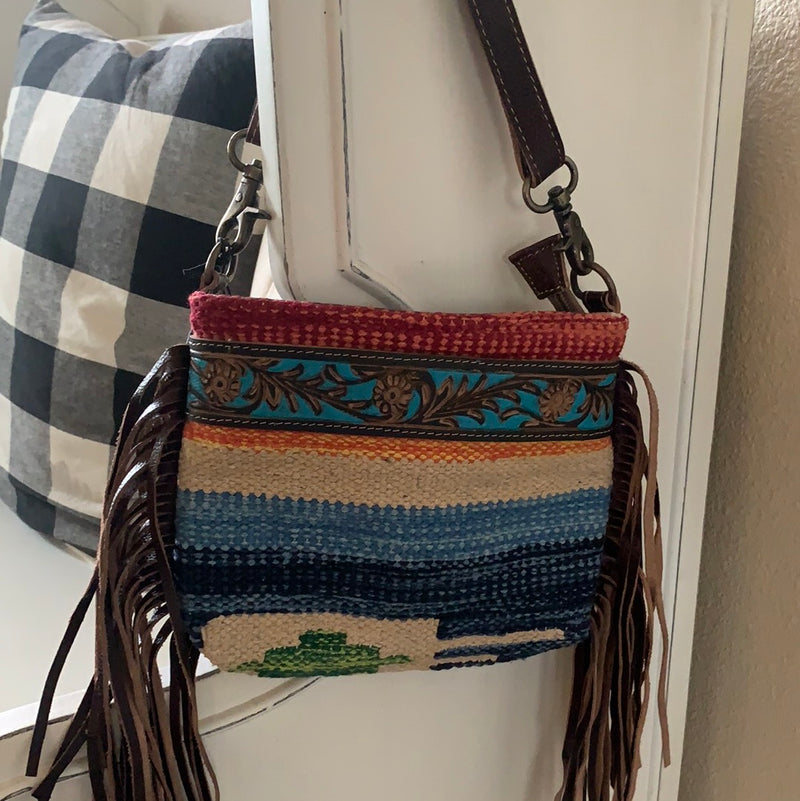 Etched Rainbow Handtooled Bag