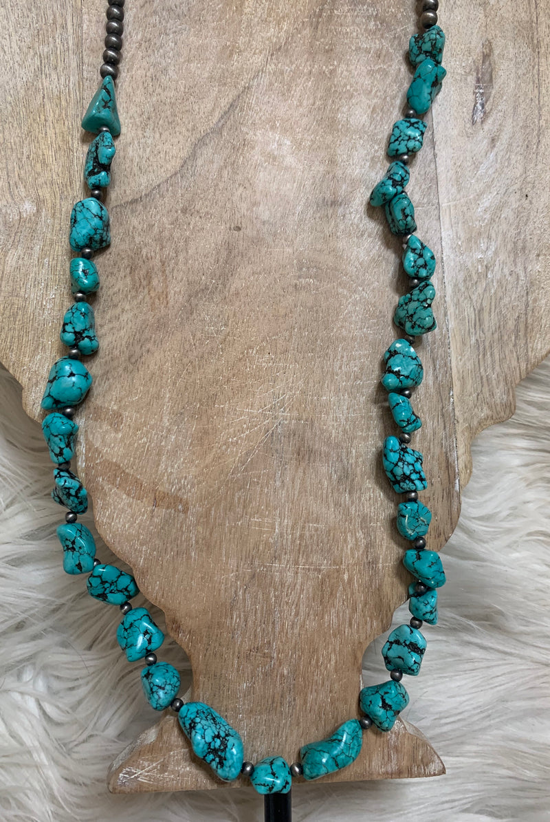 Turquoise Stone Cluster Necklace