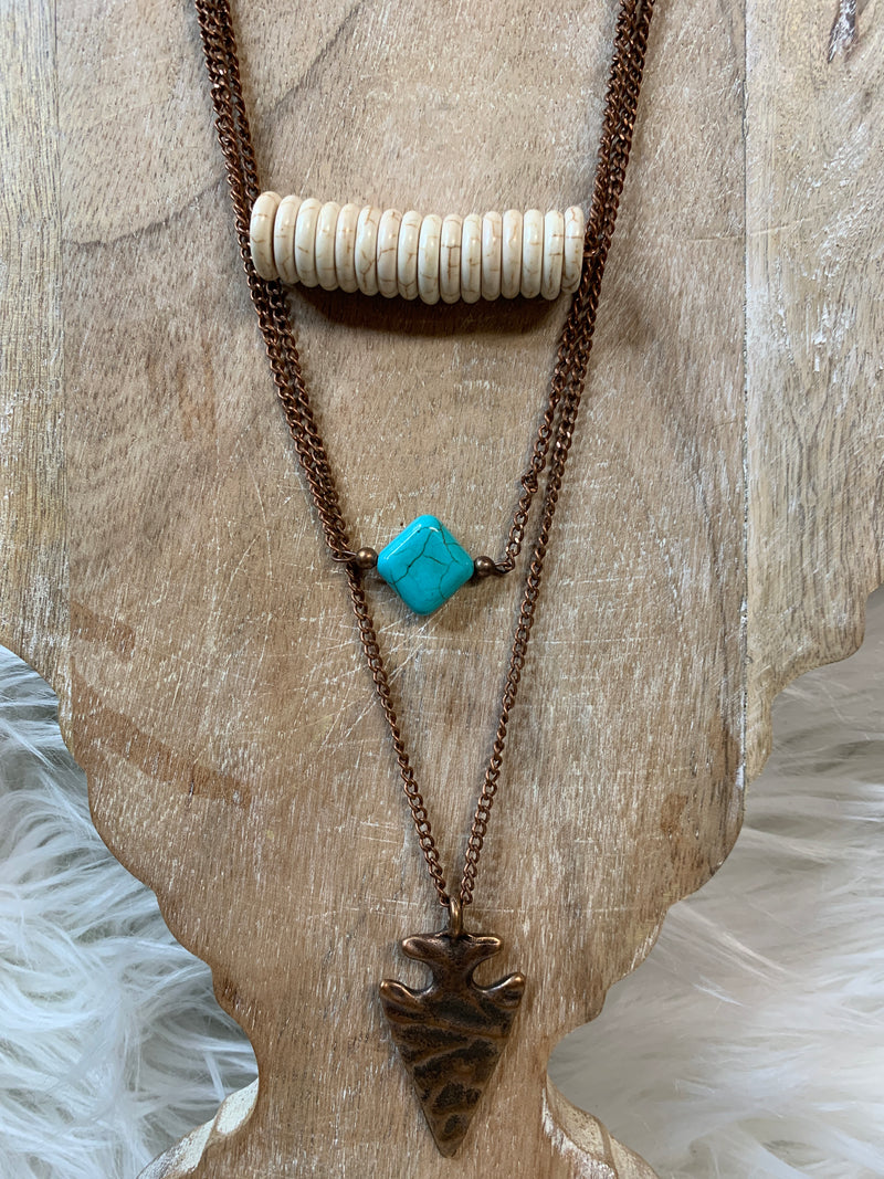 Layered Copper Arrow Necklace Set