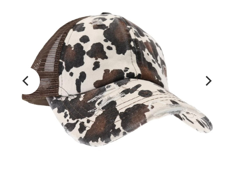 Cow print Mesh Back Criss Cross Ball Cap