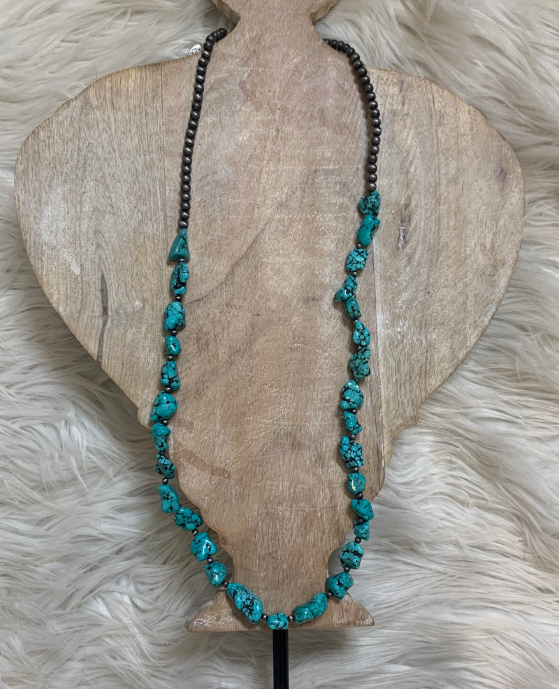Turquoise Stone Cluster Necklace