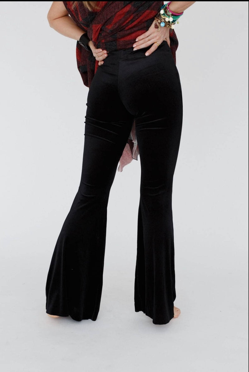 Three Bird Nest - Cher Velvet Flare Pants - Burgundy