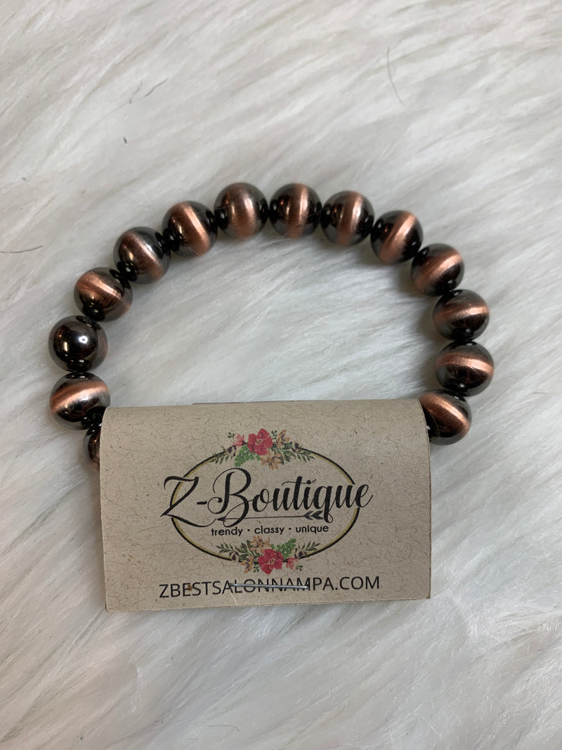 Shiny Bronze Beaded Bangle