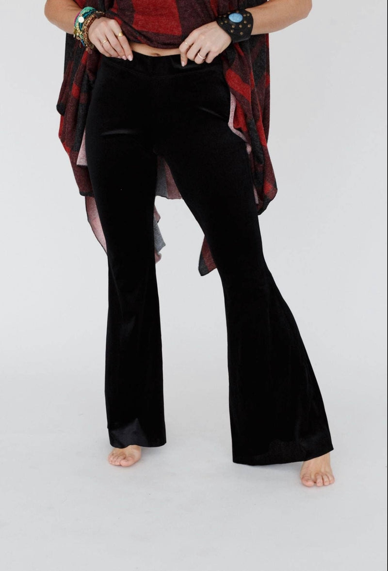 Three Bird Nest - Cher Velvet Flare Pants - Burgundy