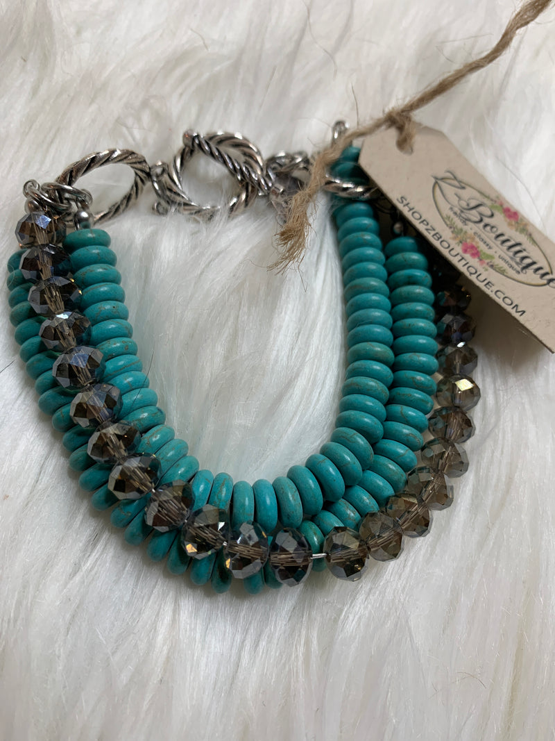 Turquoise Crystal Layered Bracelet