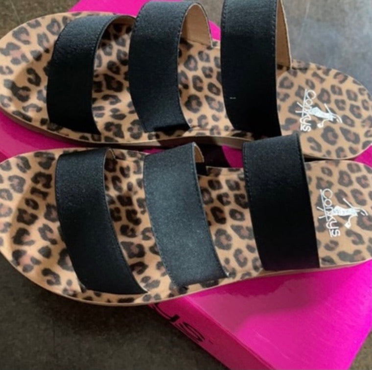 Daphne Slide Black/Leopard