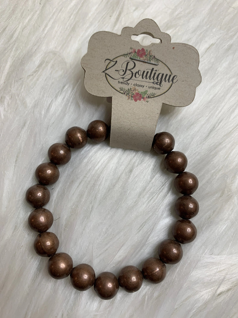 Matte Bronze Beaded Bangle