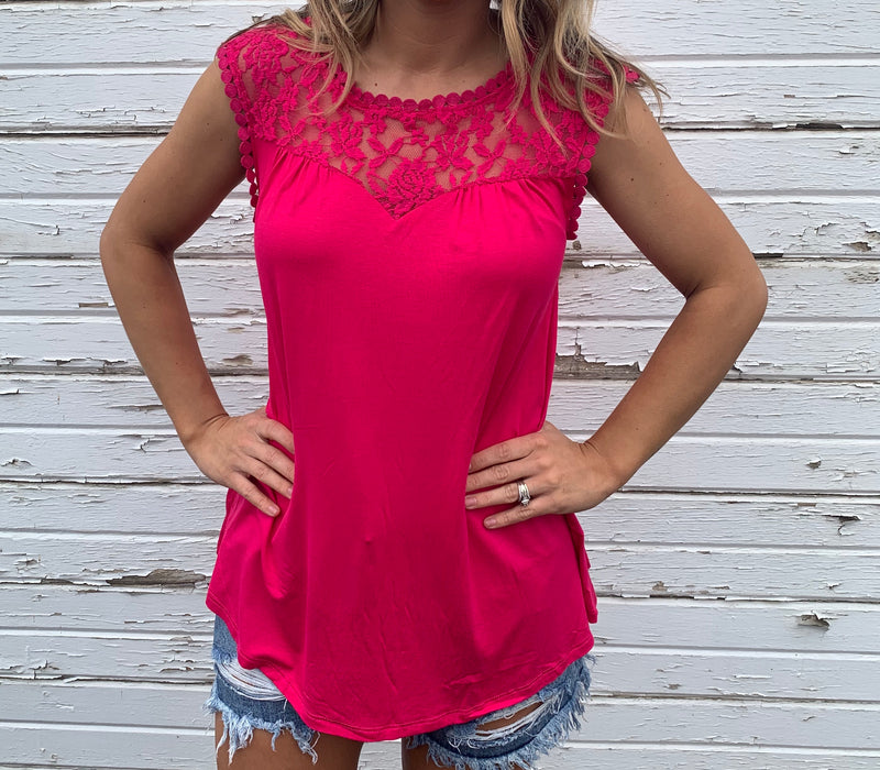 Lace Trim Tunic (Pink)