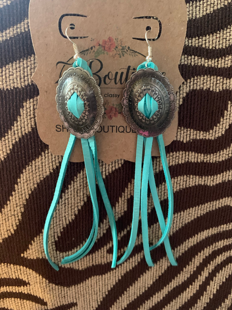 Teal Concho Tassal earrings