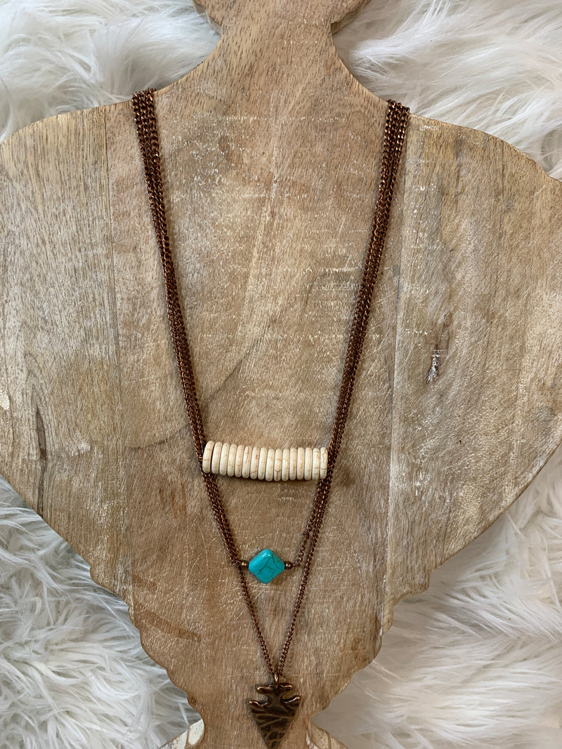 Layered Copper Arrow Necklace Set